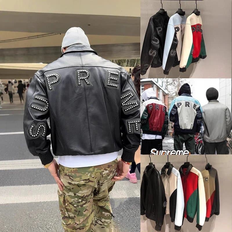 Supreme Rivet Heavy Crafted Embroidered Leather Jacket with Cotton Clip Retro Splicing Motorcycle Ja (98) - CNFans Spreadsheet catalog entry