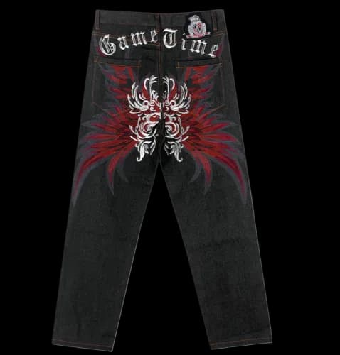 GAMETIME EMBROIDERED JEANS - CNFans Spreadsheet catalog entry