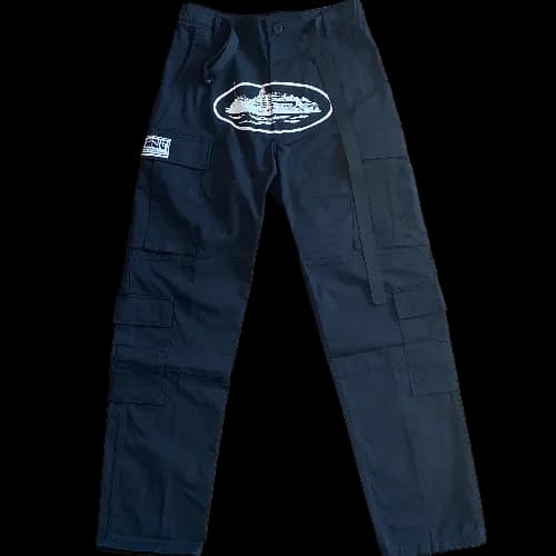 Corteiz pants cargo black white logo - CNFans Spreadsheet catalog entry