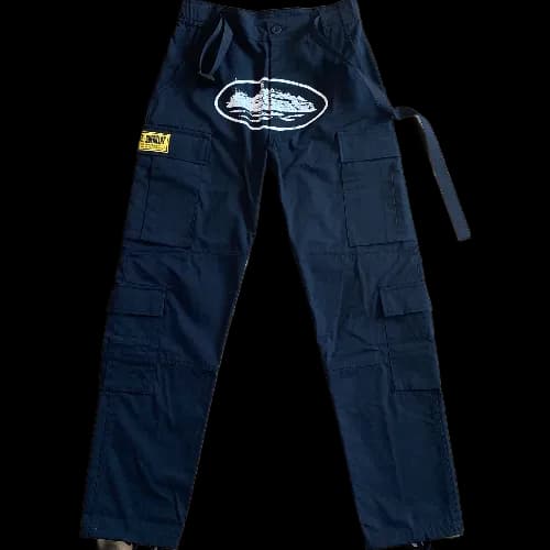 Corteiz pants cargo black White Logo Yellow Patch - CNFans Spreadsheet catalog entry
