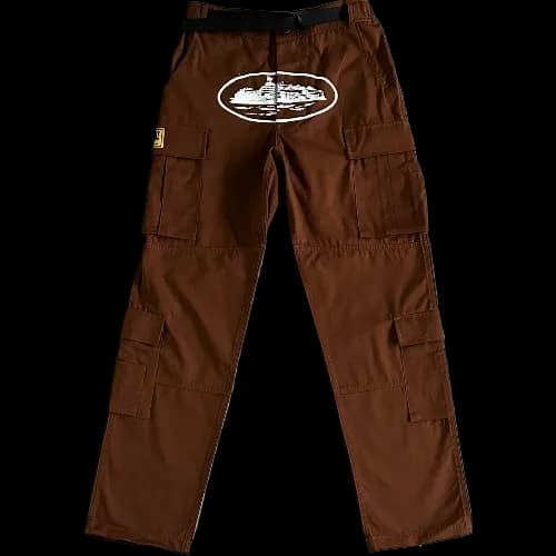 corteiz pants cargo brown - white logo - CNFans Spreadsheet catalog entry
