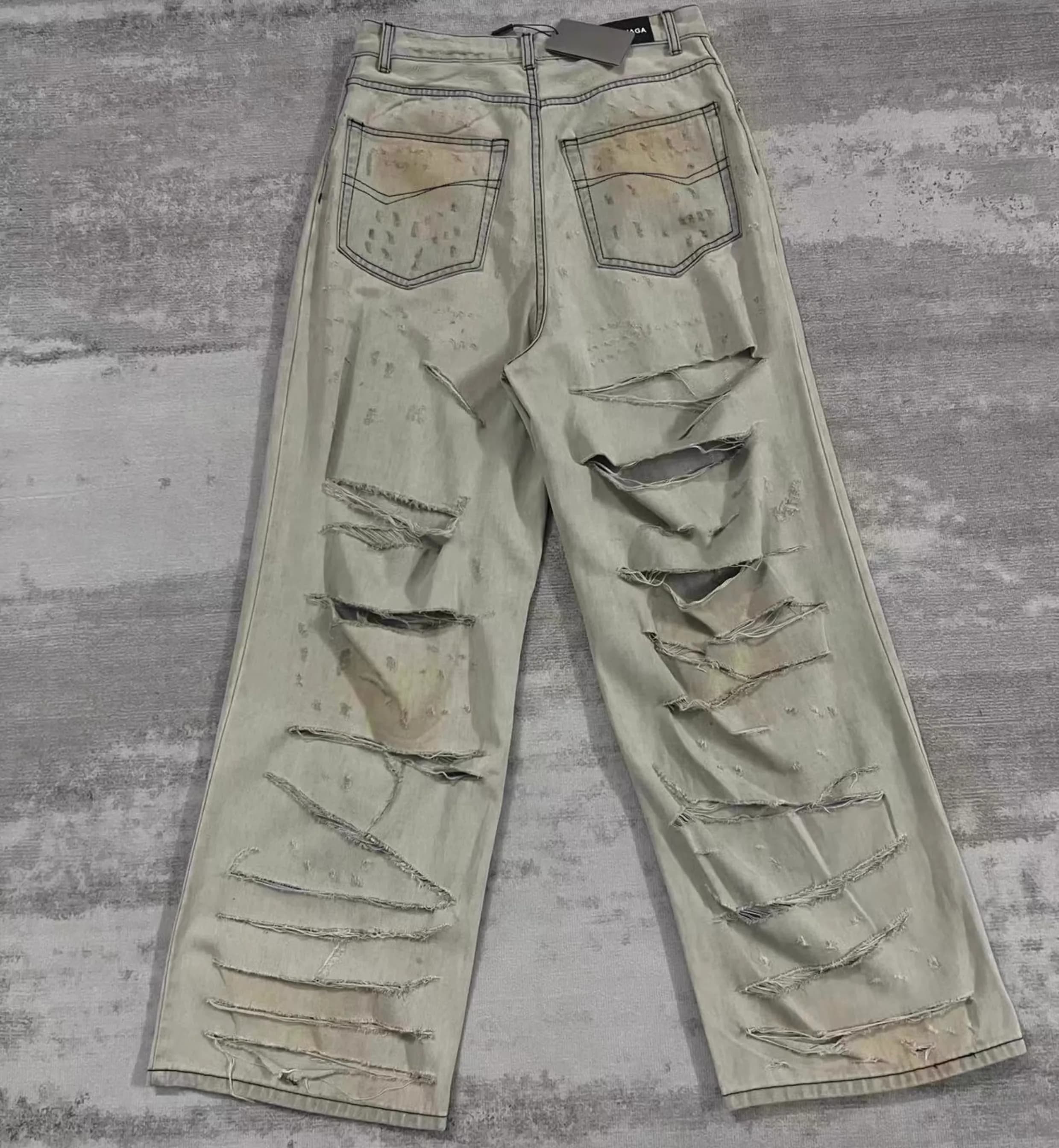 Balenciaga White Cheetah Scratch Jeans - CNFans Spreadsheet catalog entry