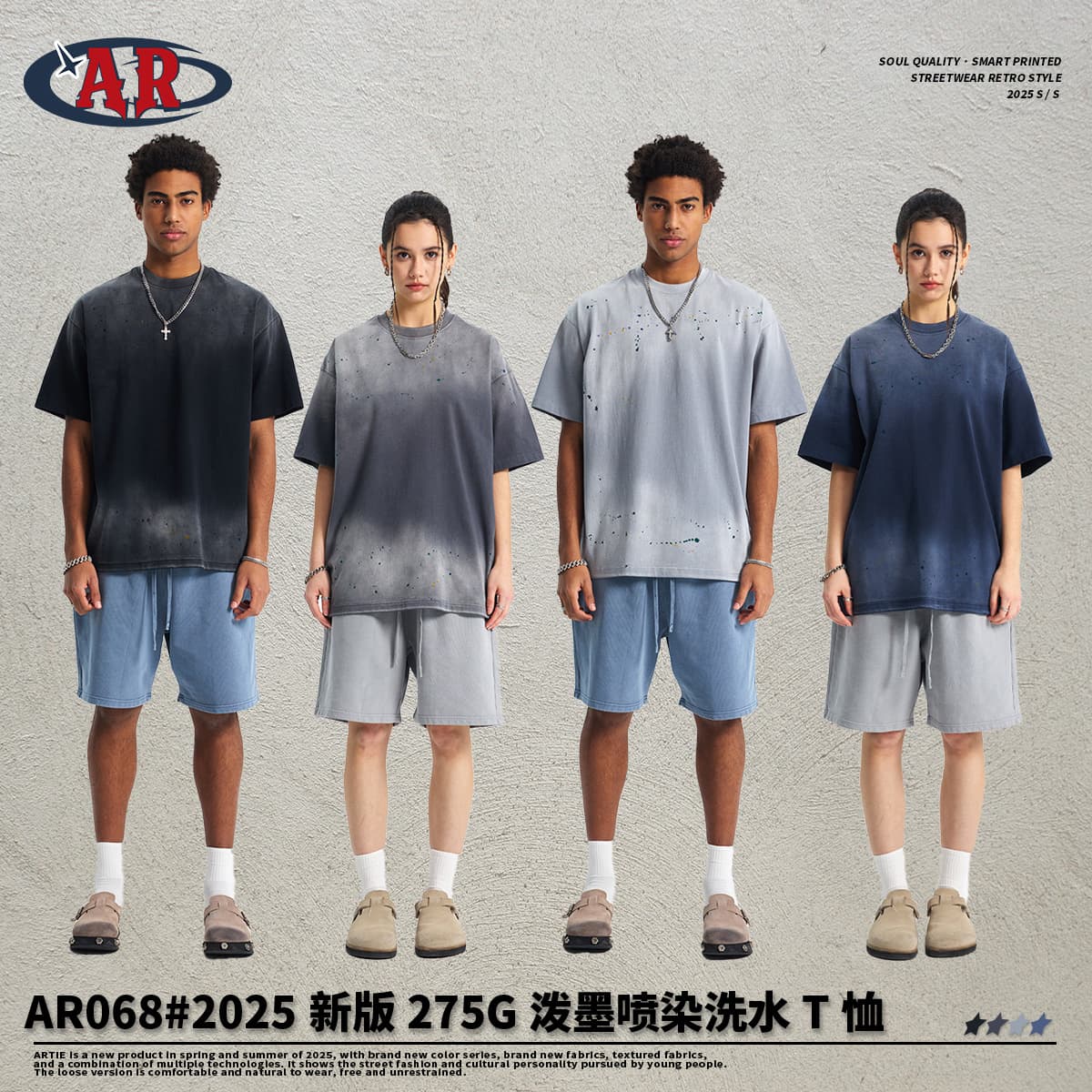 ARTIE 2025 S/S Splash Ink Dyed T-Shirt – Retro Washed American Style - CNFans Spreadsheet catalog entry
