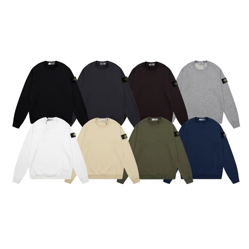 sto stonene round neck pullover plus velvet sweater basic style solid color long sleeve autumn and winter men and women all-match island Stone - CNFans Spreadsheet catalog entry