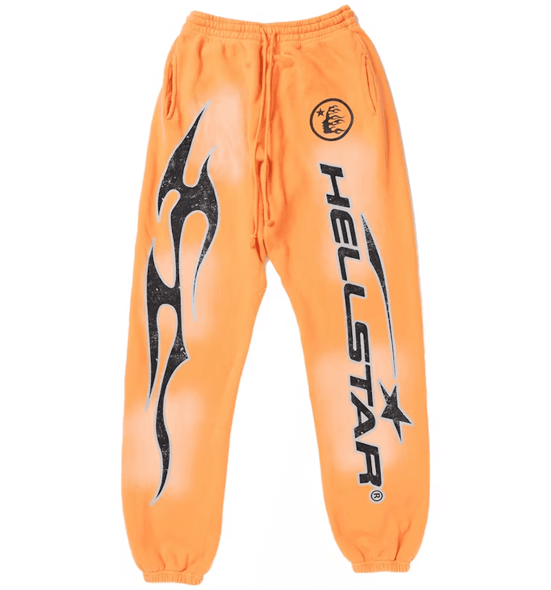 Hellstar Fire Orange Closed Elastic Bottom Sweatpants Orange Dye - CNFans Spreadsheet catalog entry