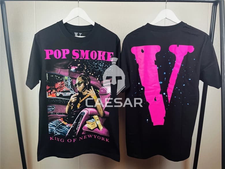 现货VLONE x POP SMOKE联名KING OF NY纽约之王粉色大V短袖TEE - CNFans Spreadsheet catalog entry