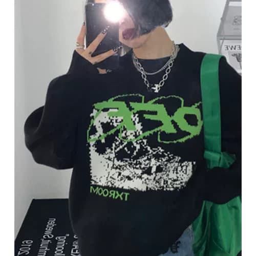 2024 autumn and winter new lazy style forest loose black sweater men's Korean design outer wear knitted sweater men - CNFans Spreadsheet catalog entry