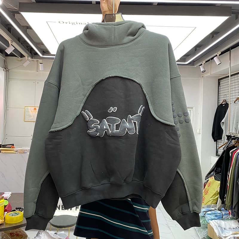 2022 Autumn and Winter Trend American English Foaming Three-Dimensional Letter Stitching Contrast Color Sweatshirts for Men and Women Loose Plus Velvet Hoodies - CNFans Spreadsheet catalog entry