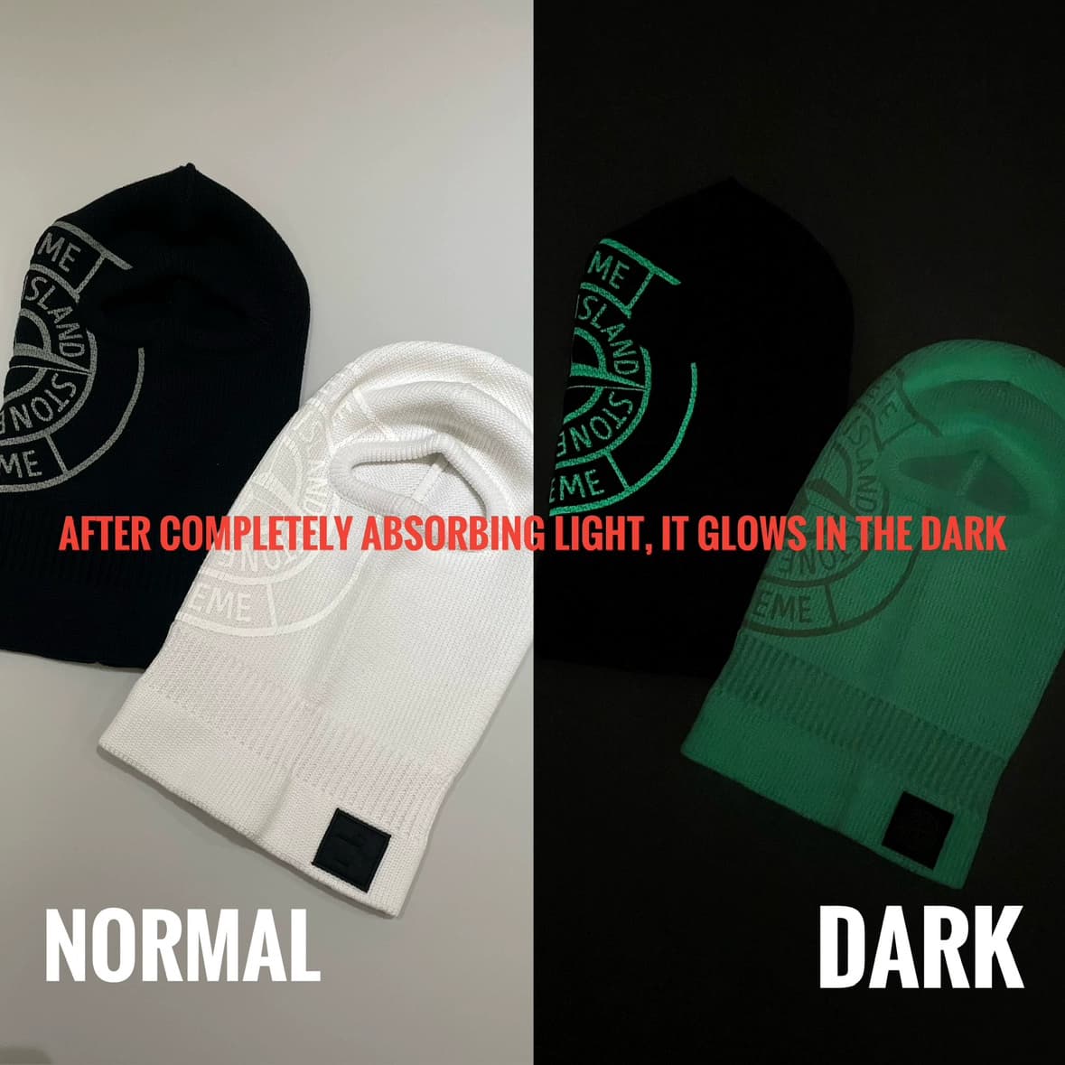 N01SA GLOW PRINT Knit Balaclava luminous ski mask pullover knitted wool headband - CNFans Spreadsheet catalog entry