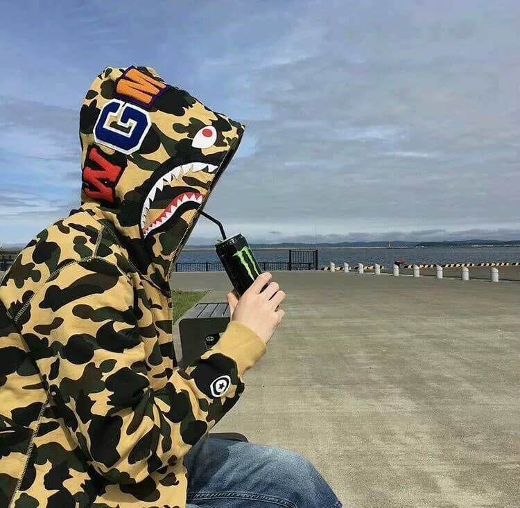 Mzc Shark blue purple red yellow green camouflage classic Shark sweatshirt trend Men's and women's zipper hoodie jackets - CNFans Spreadsheet catalog entry