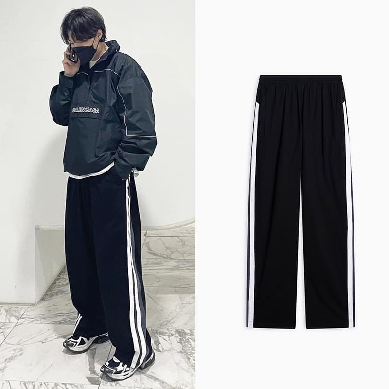 Spring and autumn slightly wrinkled stitching contrast color double-layer casual pants men's straight loose couple style niche sports pants ins trousers - CNFans Spreadsheet catalog entry