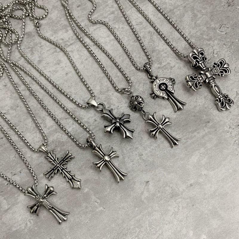 American trendy necklace for men and women, retro high street, ins cross pendant, niche high-end sweater accessories - CNFans Spreadsheet catalog entry