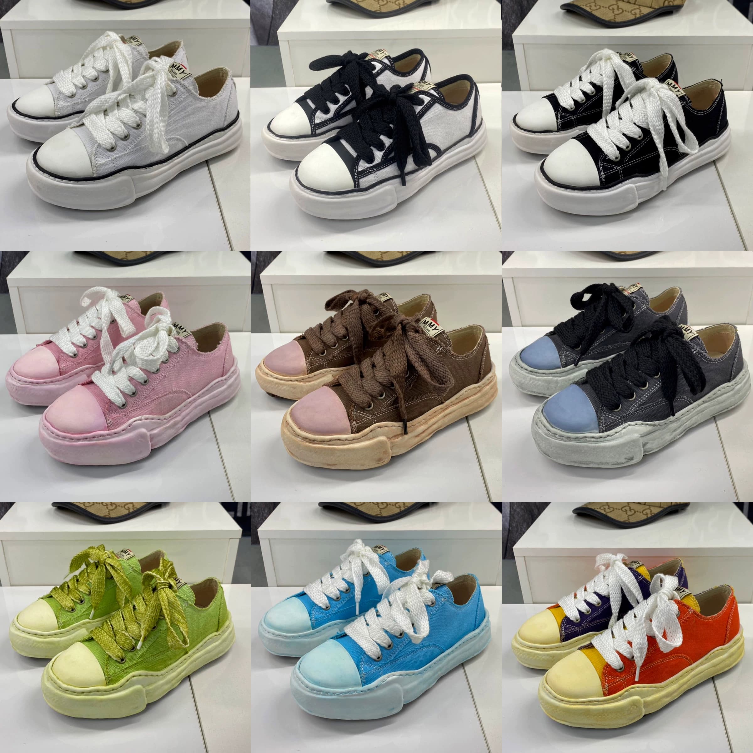 MMY Sanyuan canvas shoes women's flat shoes Kangyu color matching couple shoes thick bottom retro Japanese style trendy shoes men