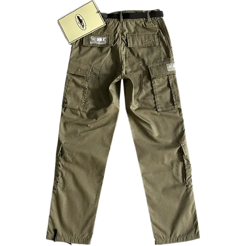 corteiz pants cargo military green logo thumbnail 2