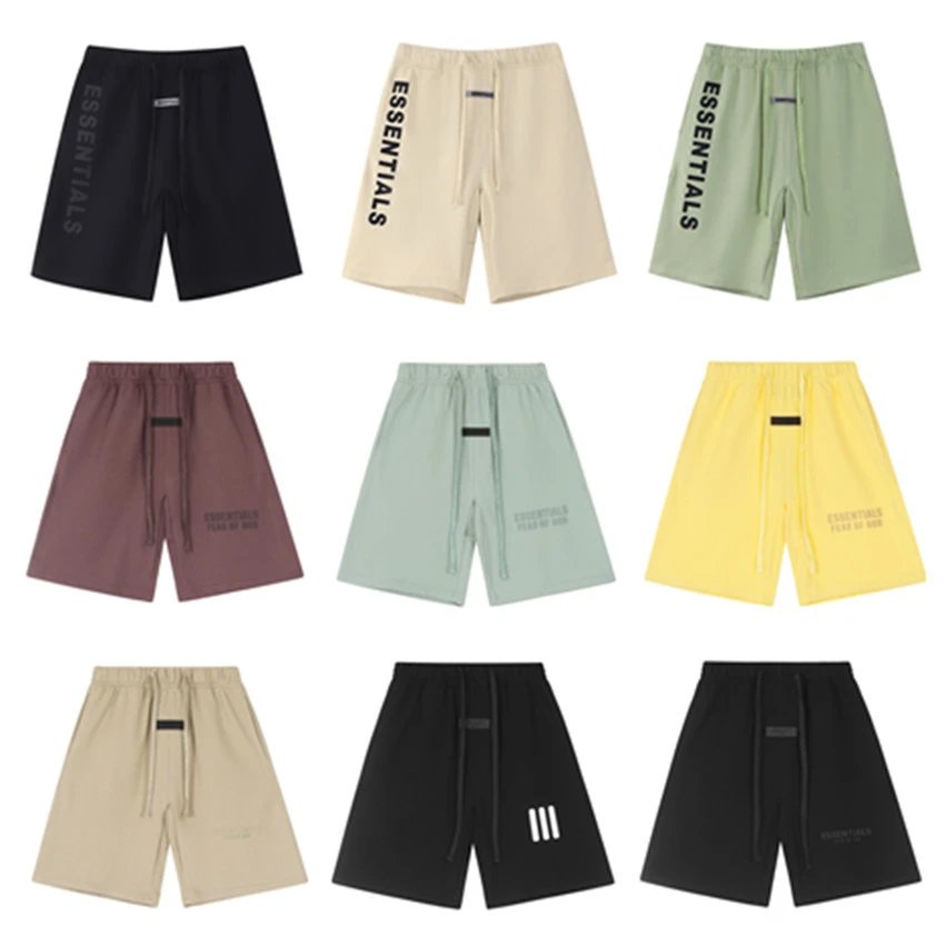 Flocked Letter Print Drawstring Shorts