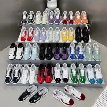 Prada Style Patent Mesh Sneakers